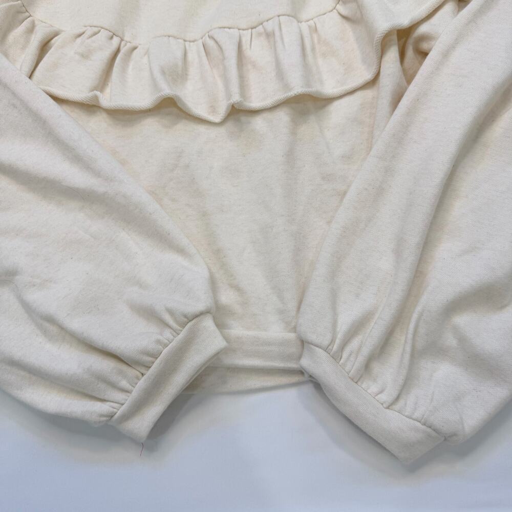Anthropologie Ruffle Sweatshirt Large NWT High Low Oversized Comfy Coastal - Picture 7 of 11